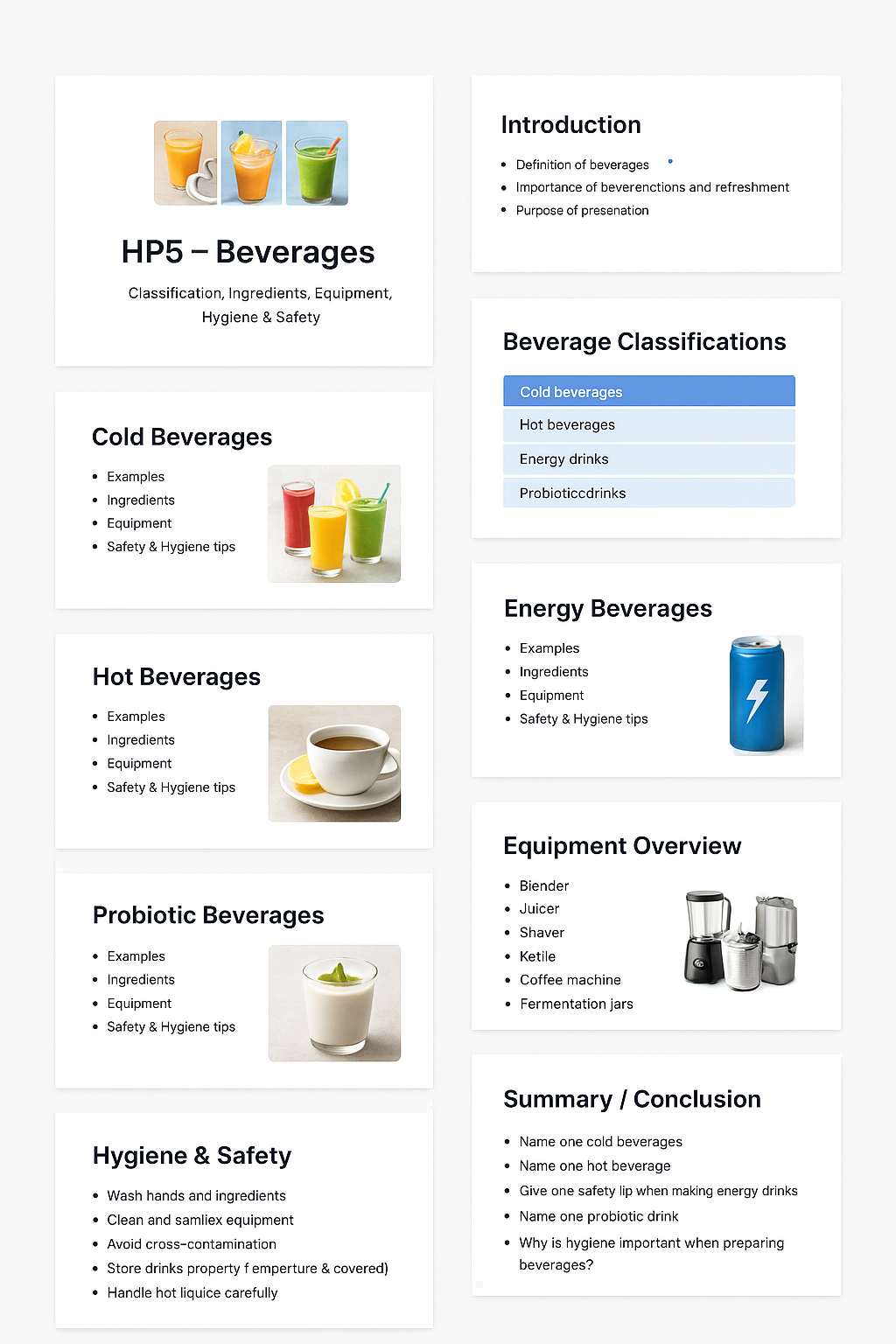 Different classification of beverages
